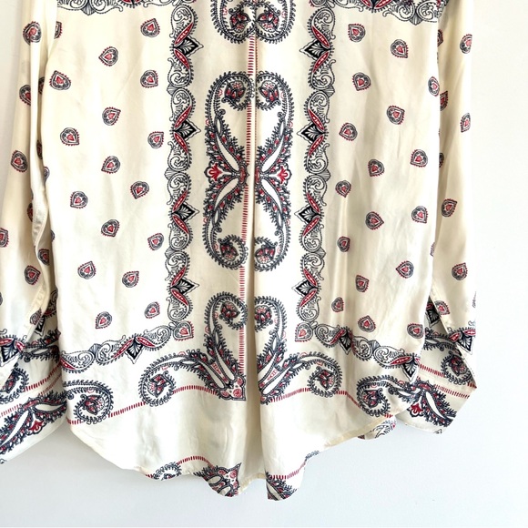 J. CREW Drapey Paisley Print Multicolor Long Sleeves Button Up Shirt Blouse Sz L - Picture 11 of 16